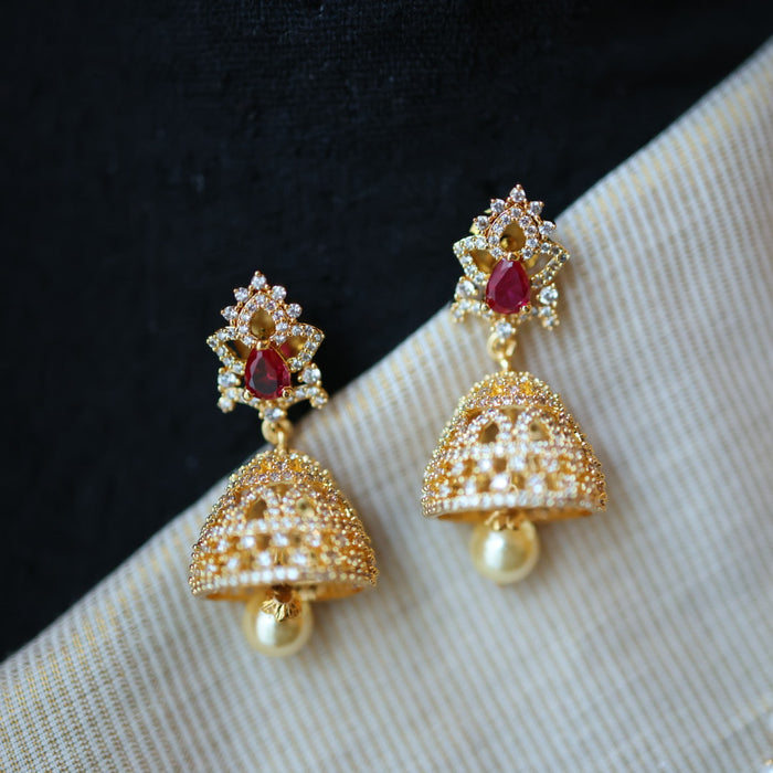 Heritage gold plated white padakam necklace with earrings HP955