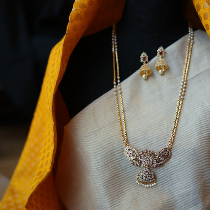 Heritage gold plated white padakam necklace with earrings HP955