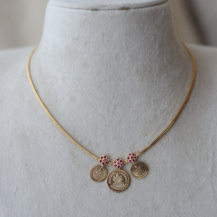 Heritage gold plated coin short necklace H281