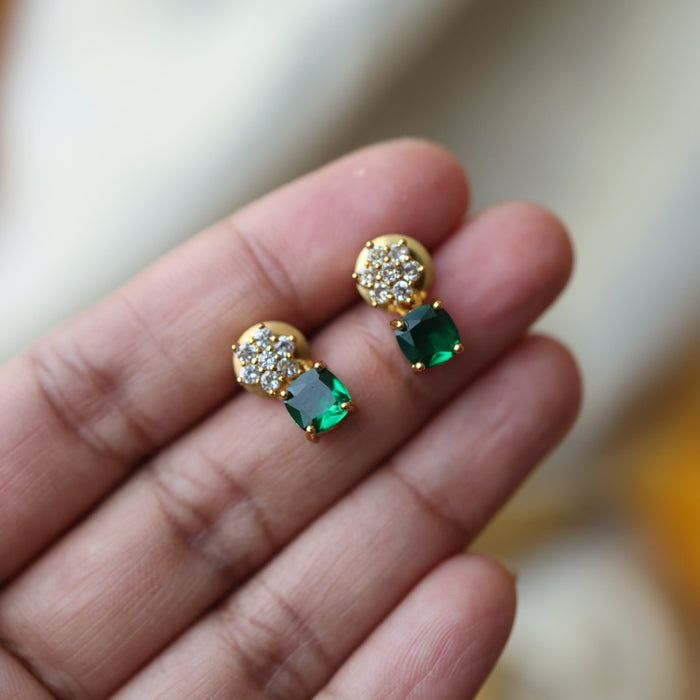 Antique green stone short necklace and earrings TTS4125