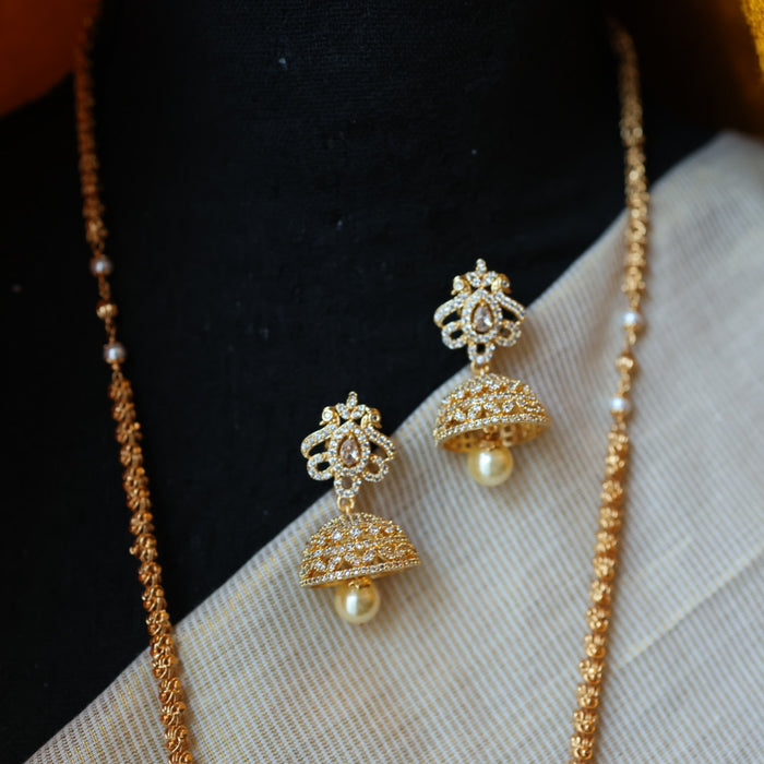 Heritage gold plated white padakam necklace with earrings HP165