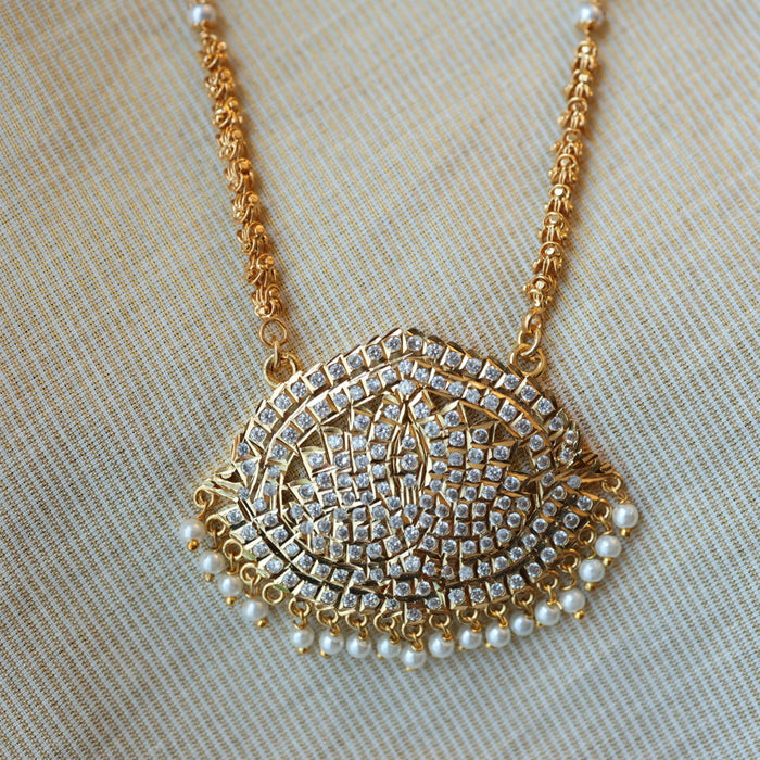 Heritage gold plated white padakam necklace with earrings HP165