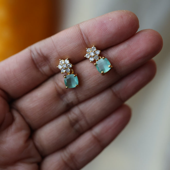 Antique mint green stone short necklace and earrings TTS4124