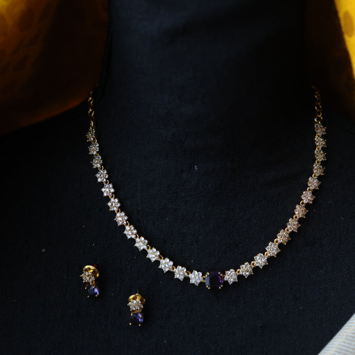 Antique blue stone short necklace and earrings TTS4123