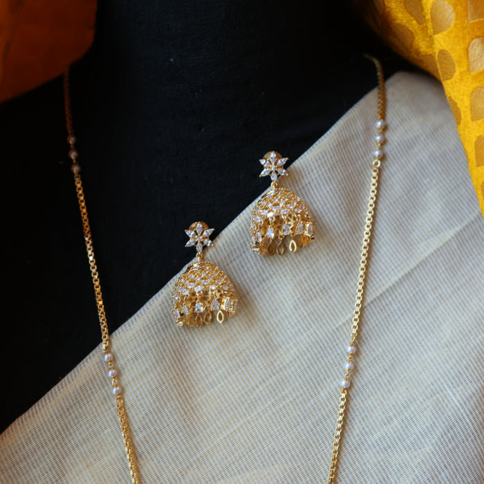Heritage gold plated white padakam necklace with earrings HP9875