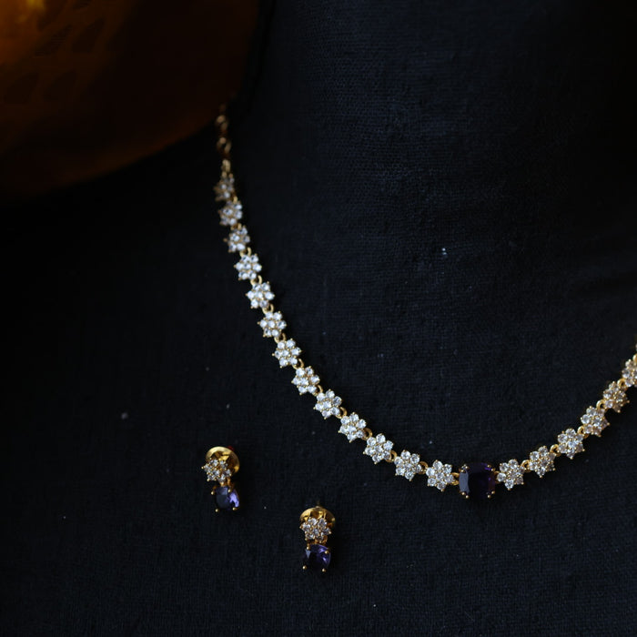 Antique blue stone short necklace and earrings TTS4123