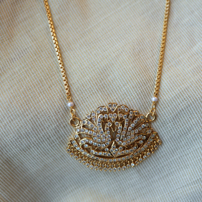 Heritage gold plated white padakam necklace with earrings HP9875