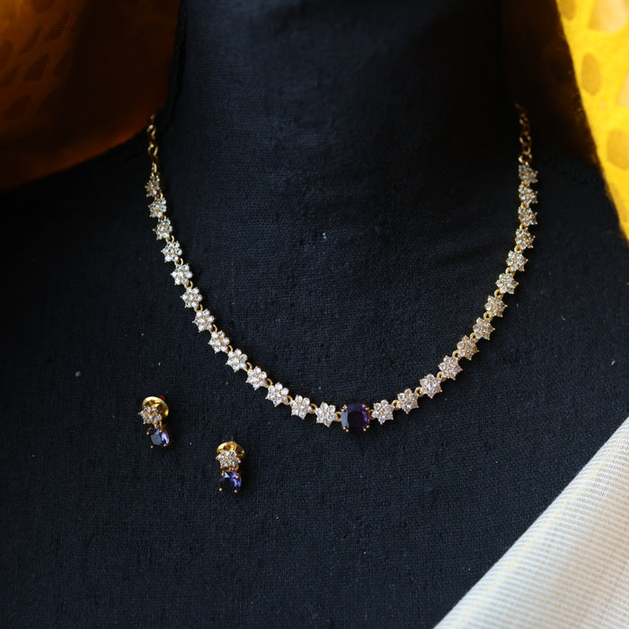 Antique blue stone short necklace and earrings TTS4123