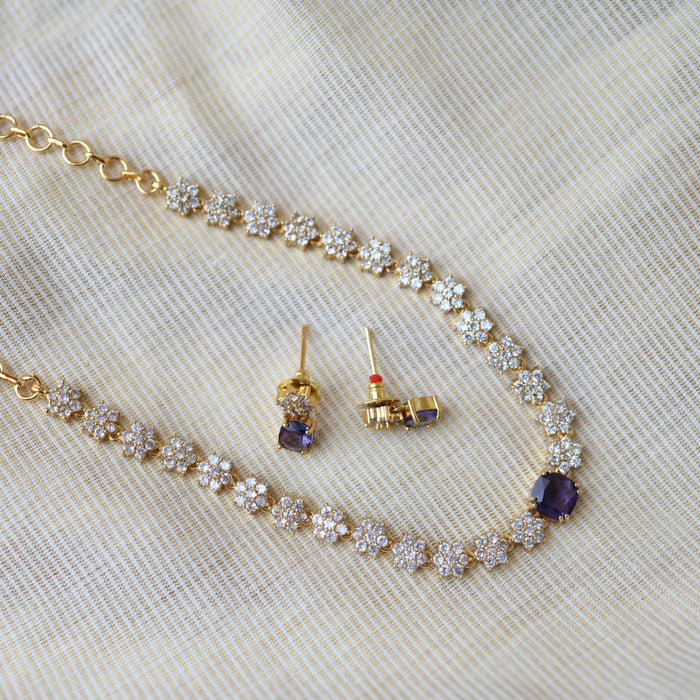 Antique blue stone short necklace and earrings TTS4123