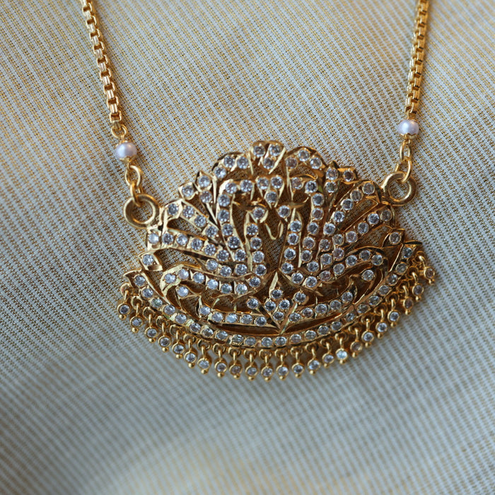 Heritage gold plated white padakam necklace with earrings HP9875