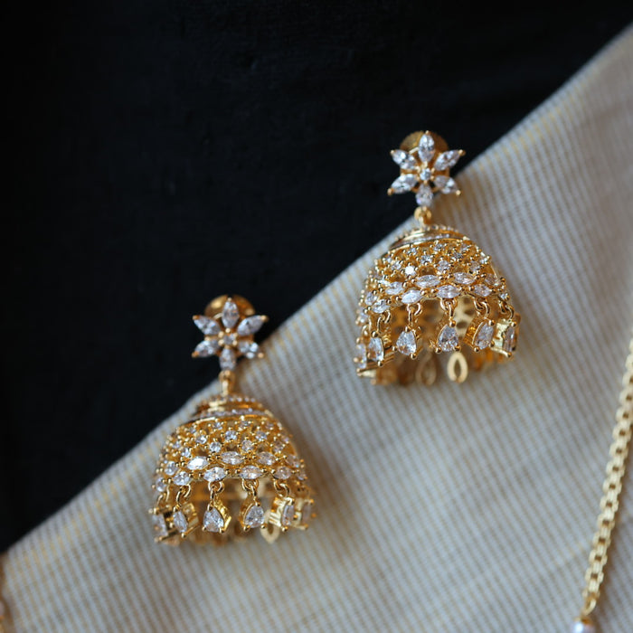 Heritage gold plated white padakam necklace with earrings HP9875