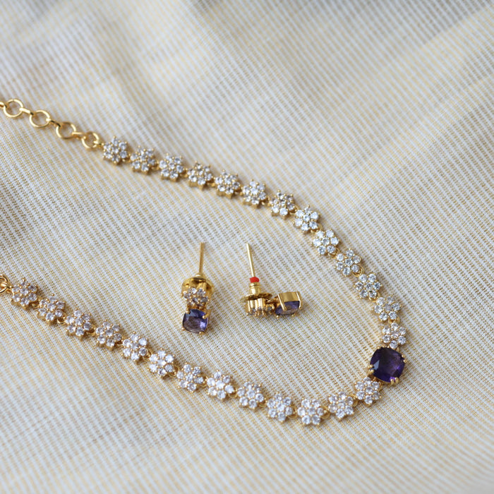 Antique blue stone short necklace and earrings TTS4123