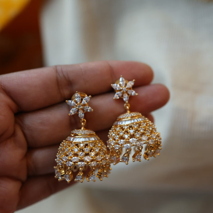 Heritage gold plated white padakam necklace with earrings HP9875