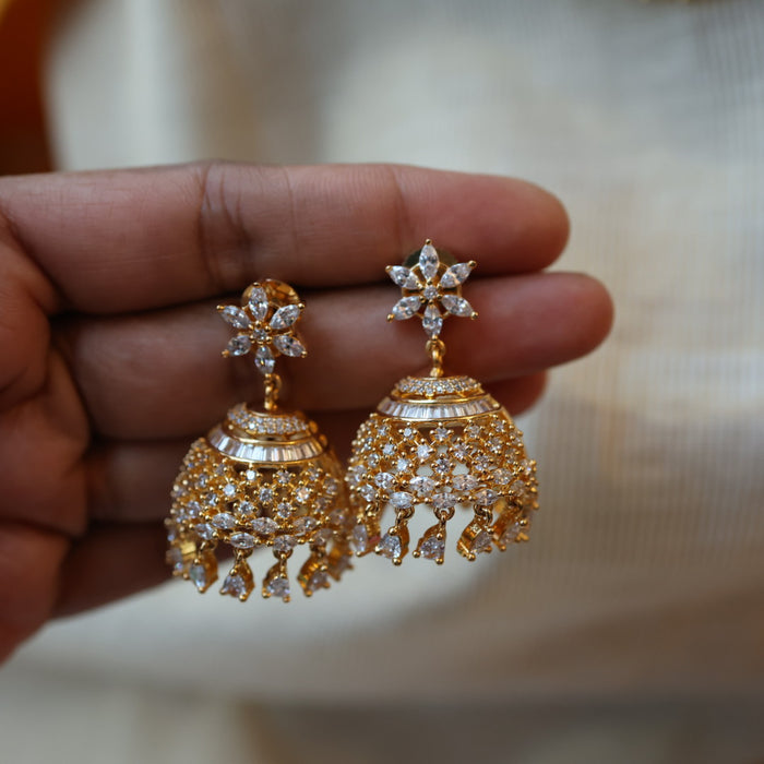 Heritage gold plated white padakam necklace with earrings HP9875