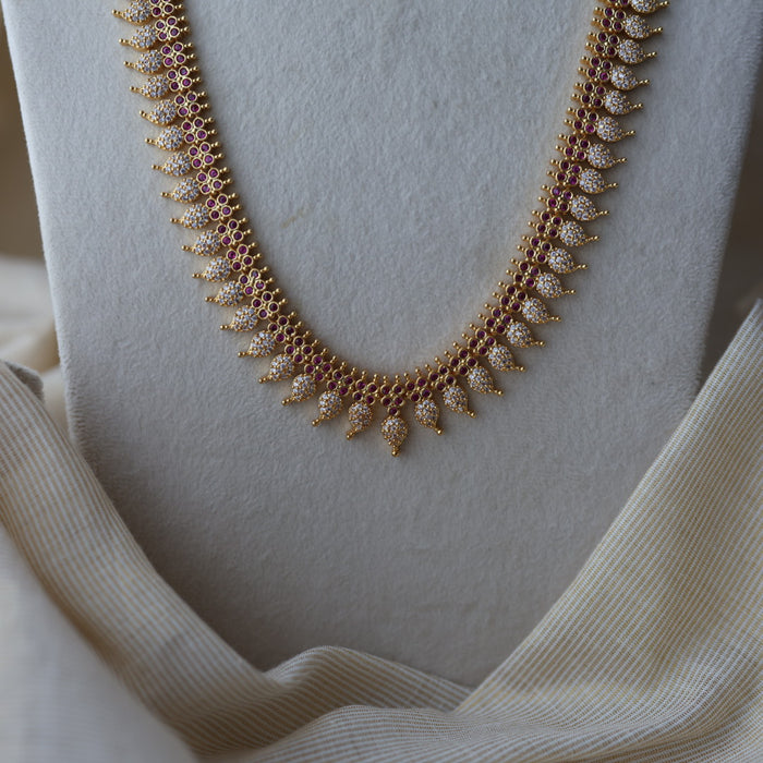 Heritage gold plated ruby white stone mango long necklace HL8991
