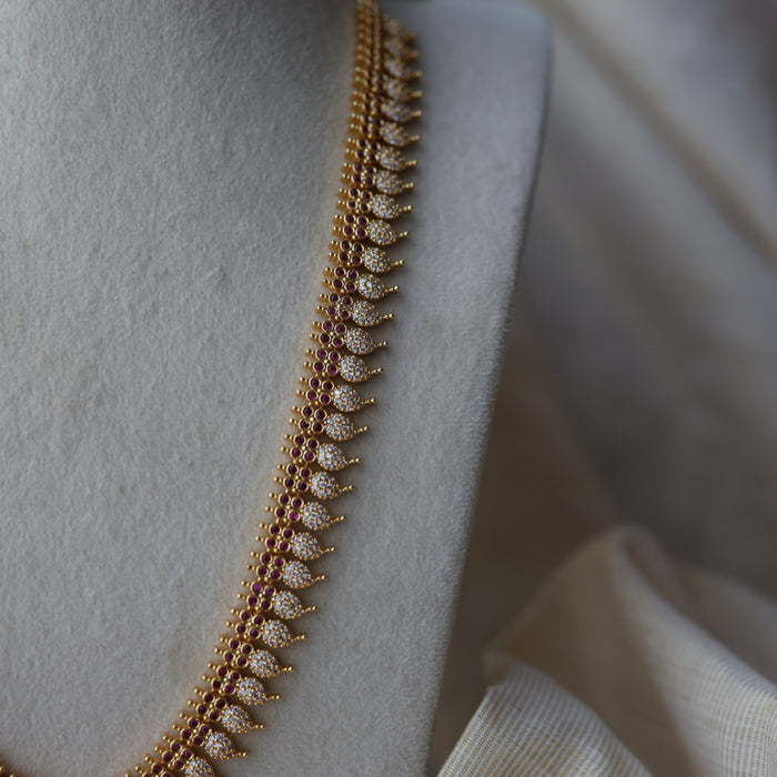 Heritage gold plated ruby white stone mango long necklace HL8991