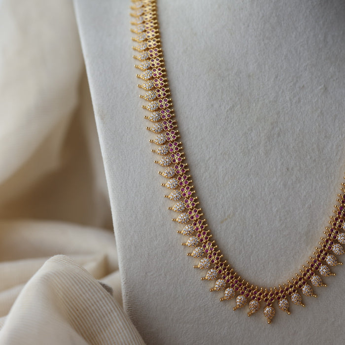 Heritage gold plated ruby white stone mango long necklace HL8991