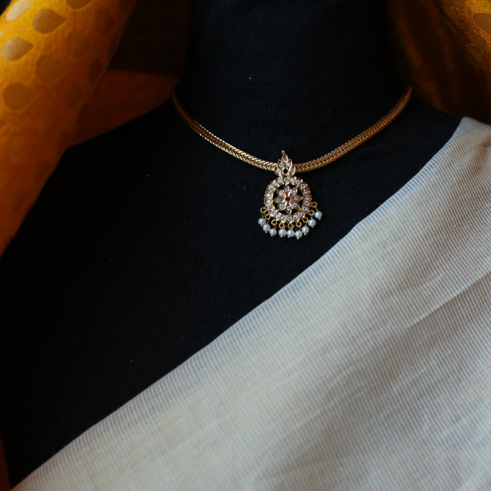Heritage gold plated white short necklace set H567