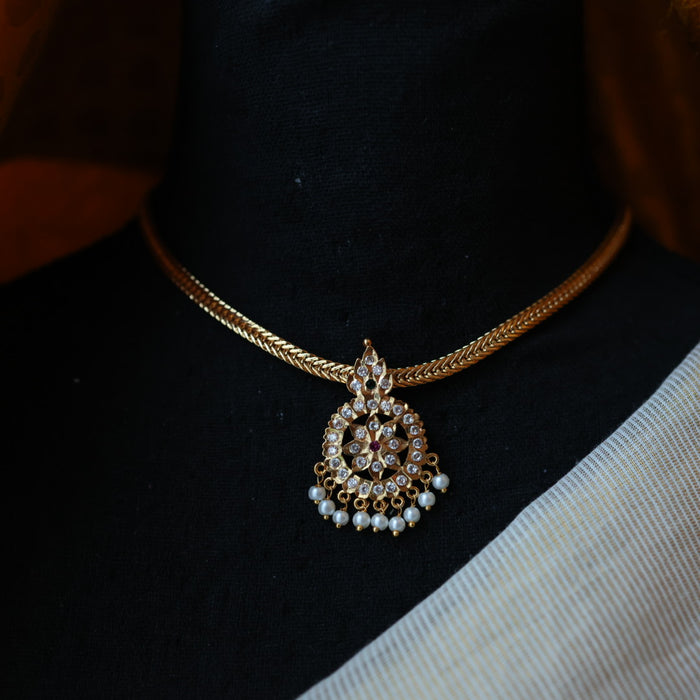 Heritage gold plated white short necklace set H567