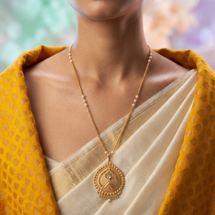 Heritage gold plated padakam long necklace HP078