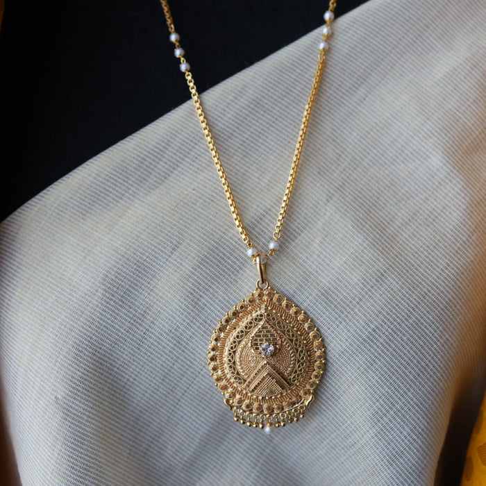 Heritage gold plated padakam long necklace HP078
