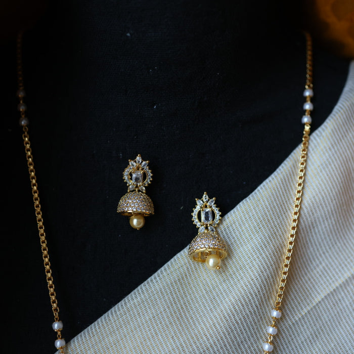 Heritage gold plated padakam long necklace with earrings HP00252