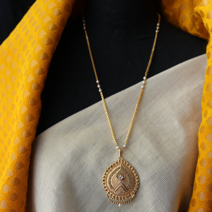 Heritage gold plated padakam long necklace HP078