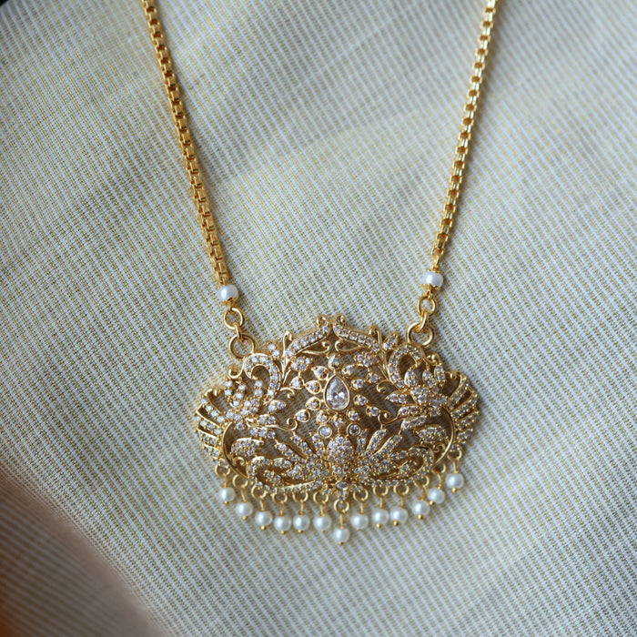 Heritage gold plated padakam long necklace with earrings HP00252