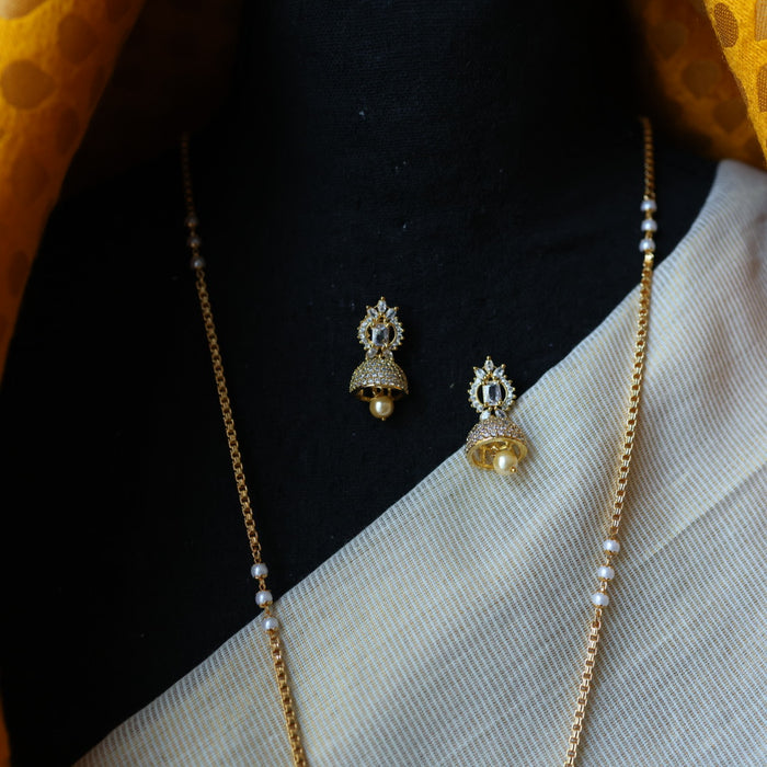 Heritage gold plated padakam long necklace with earrings HP00252