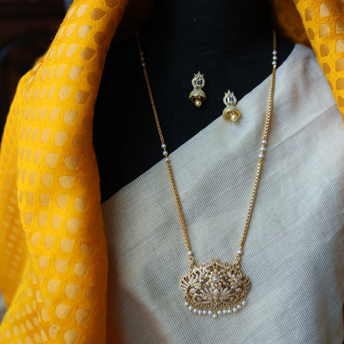Heritage gold plated padakam long necklace with earrings HP00252