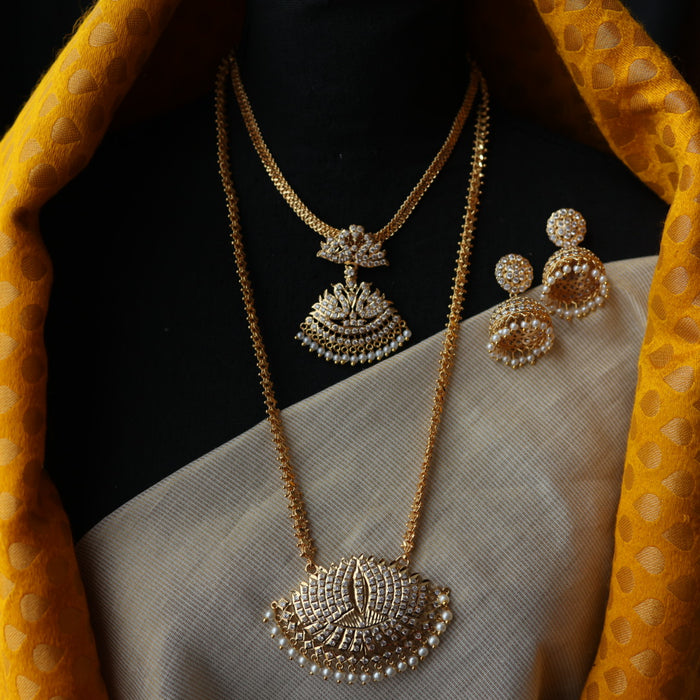 Heritage gold plated short and long padakam set necklace HP2055