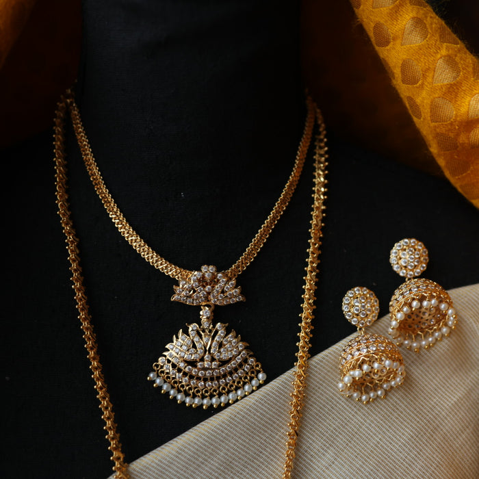 Heritage gold plated short and long padakam set necklace HP2055