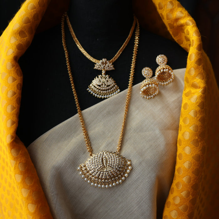 Heritage gold plated short and long padakam set necklace HP2055