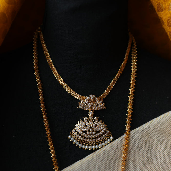 Heritage gold plated short and long padakam set necklace HP2055