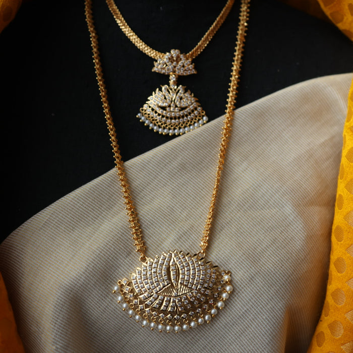 Heritage gold plated short and long padakam set necklace HP2055