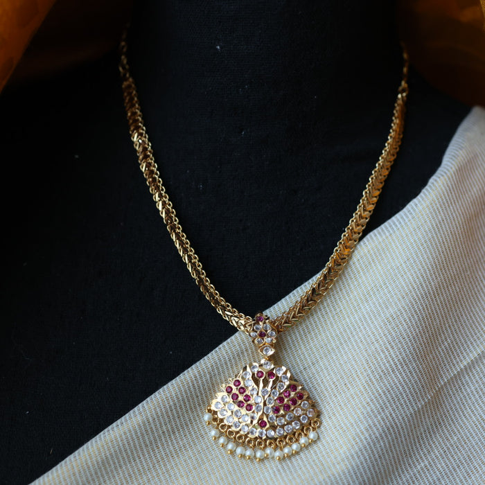 Heritage gold plated pearl short necklace with earrings H653