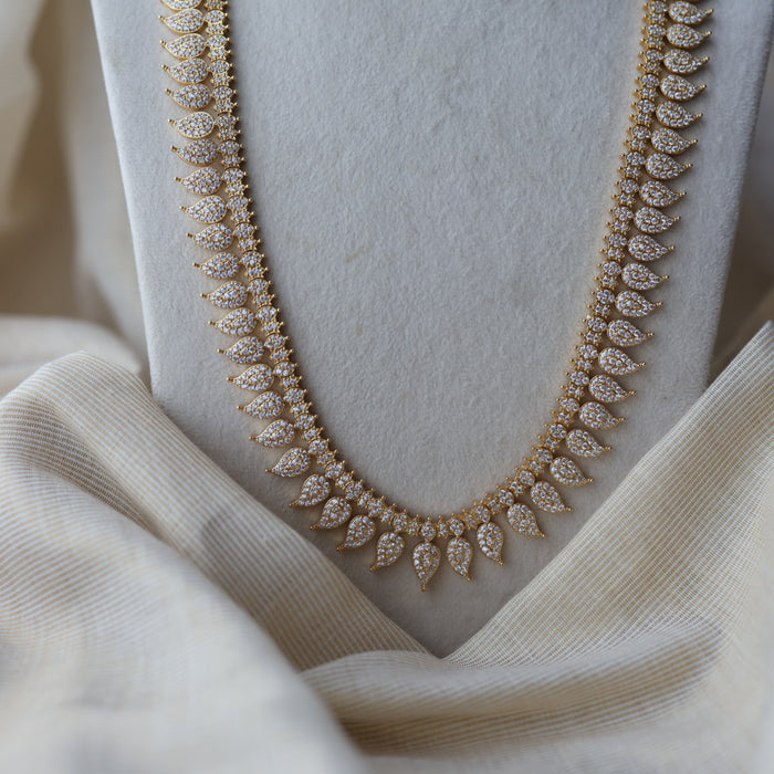 Heritage gold plated white stone mango long necklace HL78923