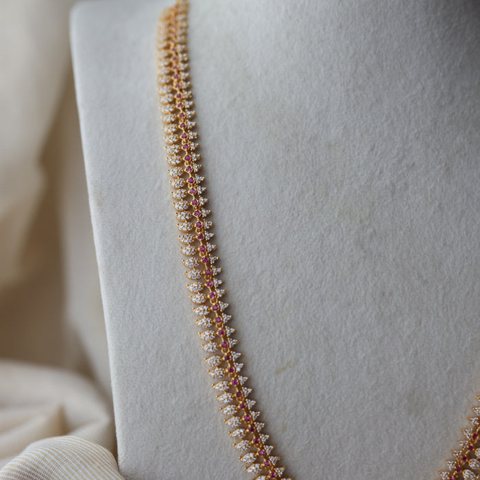 Heritage gold plated ruby white stone mango long necklace with earrings HL0922