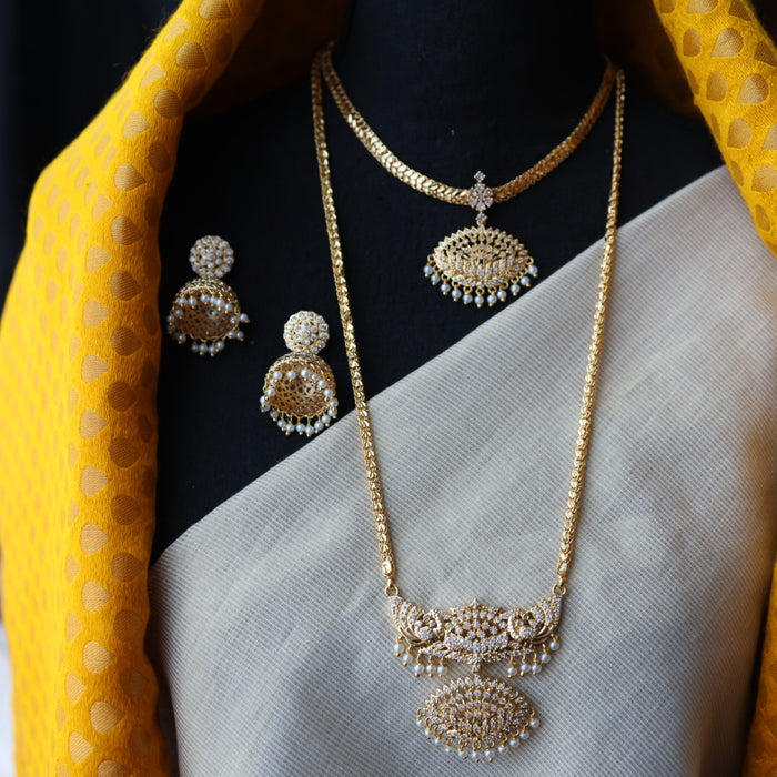 Heritage gold plated short and long padakam set necklace HPS2057