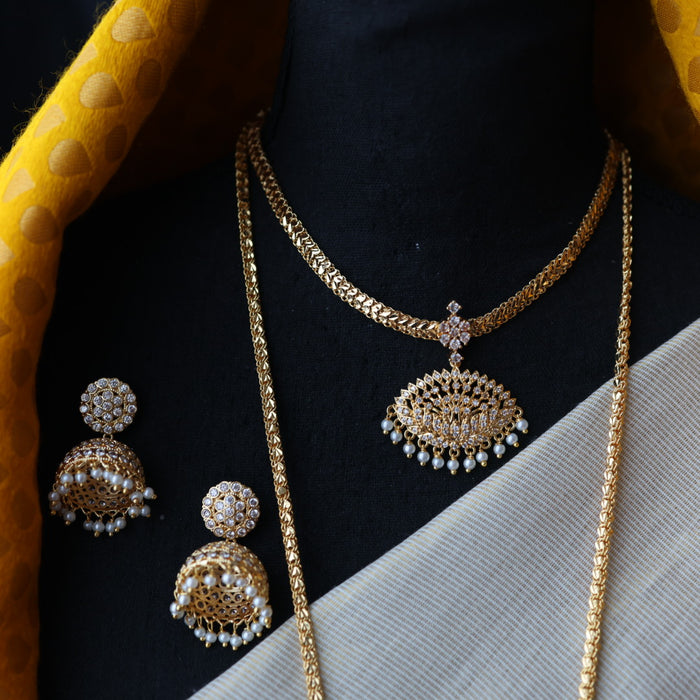 Heritage gold plated short and long padakam set necklace HPS2057