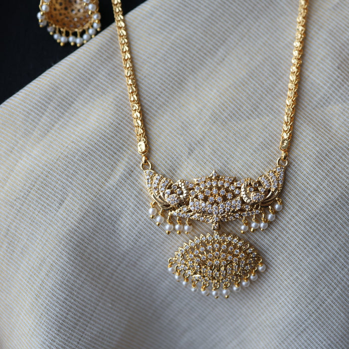 Heritage gold plated short and long padakam set necklace HPS2057