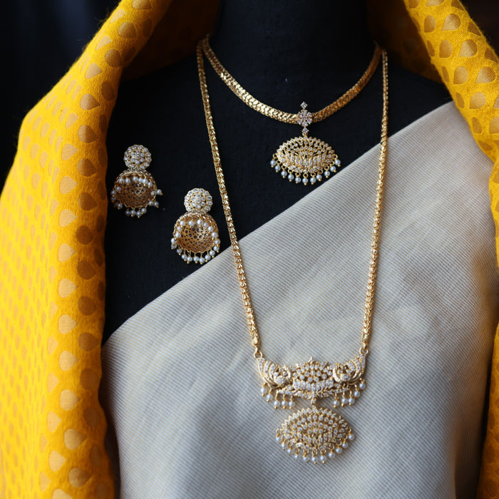 Heritage gold plated short and long padakam set necklace HPS2057