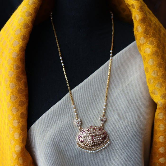 Heritage gold plated ruby and white padakam necklace HP899