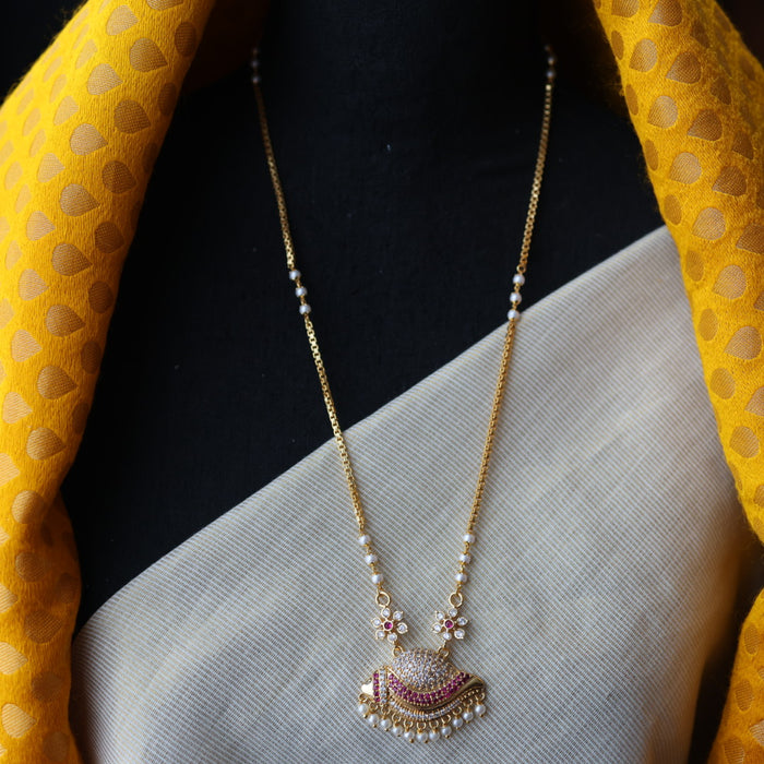 Heritage gold plated ruby white stone padakam necklace HP253