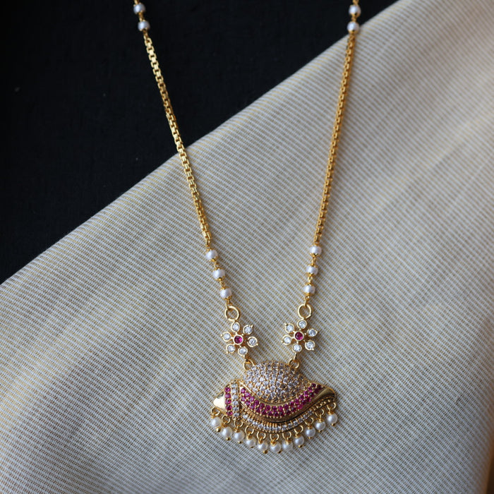 Heritage gold plated ruby white stone padakam necklace HP253