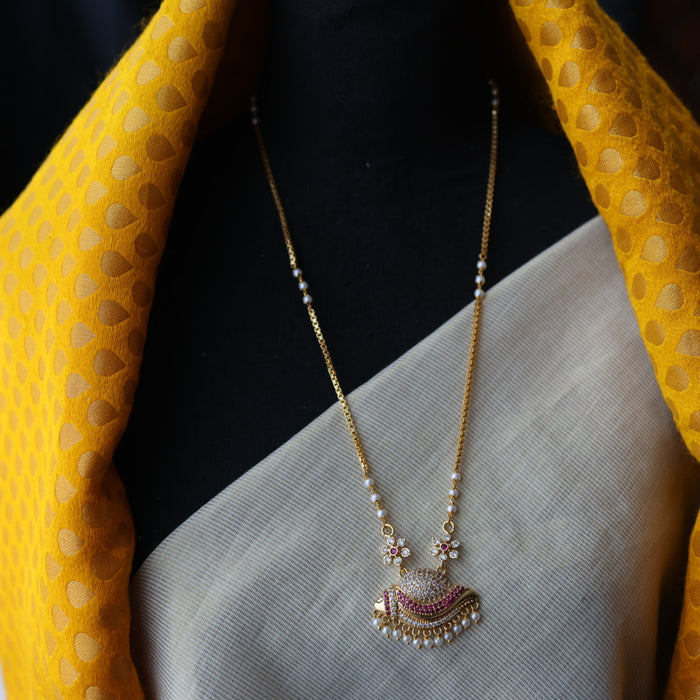 Heritage gold plated ruby white stone padakam necklace HP253