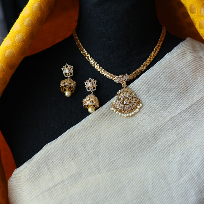 Heritage gold plated short necklace with earrings H706