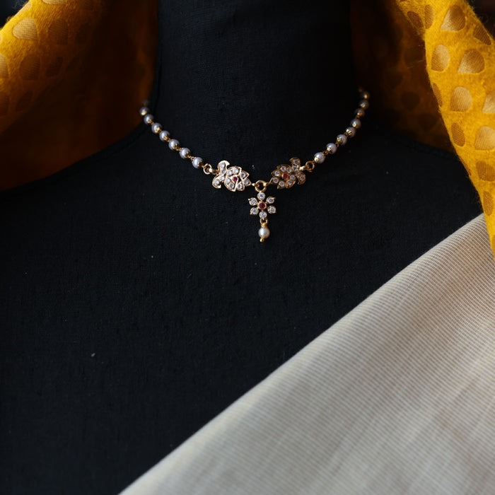 Heritage gold plated ruby and white stone choker necklace H911