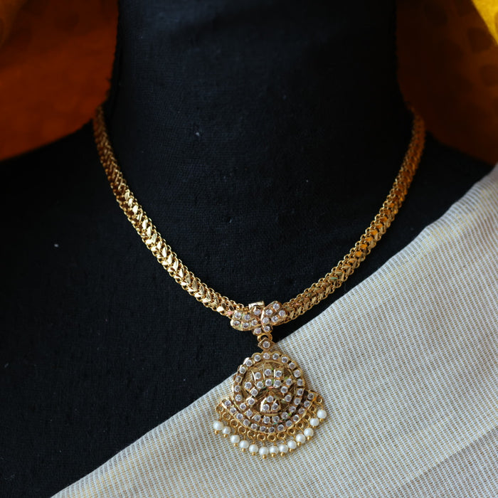 Heritage gold plated short necklace with earrings H706