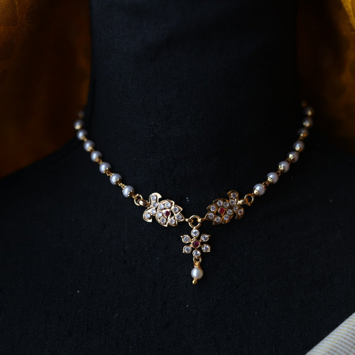 Heritage gold plated ruby and white stone choker necklace H911